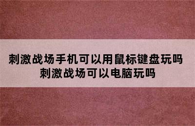 刺激战场手机可以用鼠标键盘玩吗 刺激战场可以电脑玩吗